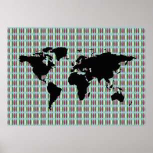 surfing world map poster