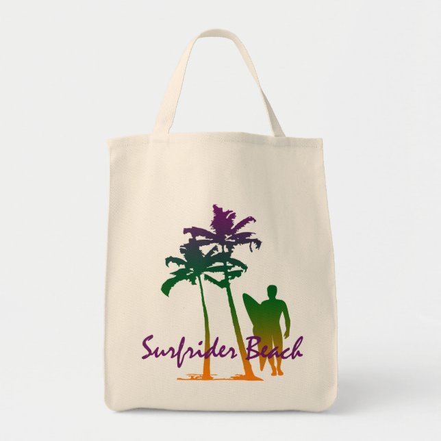 Surfrider Beach Hawaiian Palm Tree Blend Tote Bag (Front)