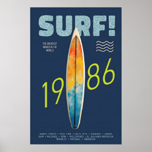 Surf's Up 1986 Exhibition Poster Retro Beach House