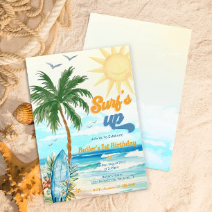 Surfs Up Beach 1st Birthday Invitation