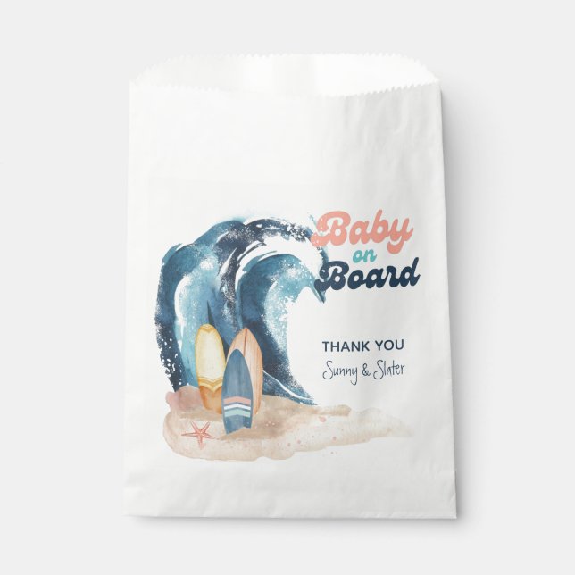 Surf's Up | Beach Baby On Board Baby Shower Favour Bags (Front)
