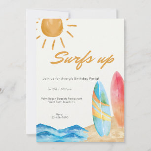 Surf's Up Beach Birthday Invitation