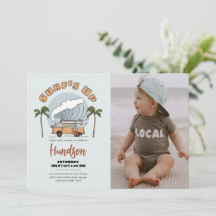 Surf's Up Beach Birthday Invitation Photo Card