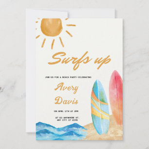 Surfs up Beach boy Birthday Party Invitation