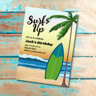 Surf's Up Beach Themed Birthday Invitation