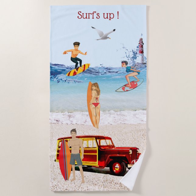 Surf's Up ! Beach Towel (Front)