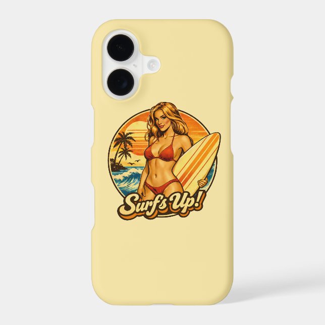 Surf's Up Bikini Pin-Up | Retro Surf Shop Phone (Back)