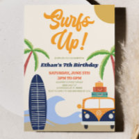 Surfs Up! Blue Beach Surf Modern Birthday Party