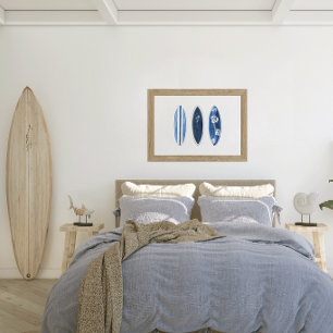 Surfs Up Blue Watercolor Surfboards Poster