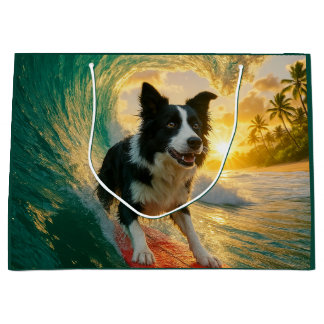 Surfs Up Border Collie Large Gift Bag