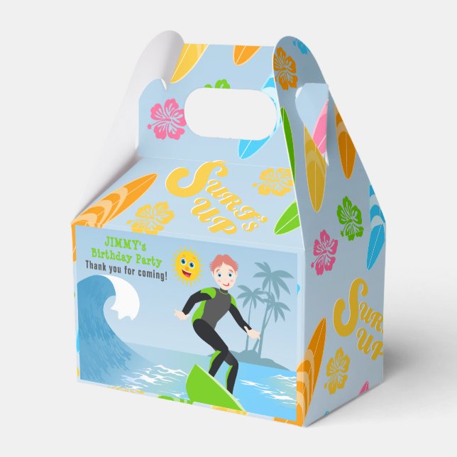 Surf's up boy Birthday Party Favour Box (Front Side)