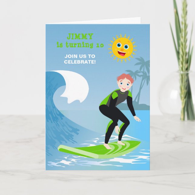 Surf's up boy Birthday Party Invitation (Front)