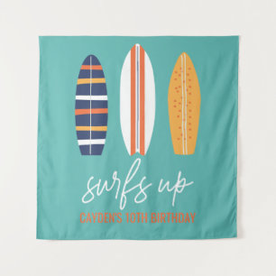 Surfs Up BOY Surfboard beach Birthday Party Tapestry