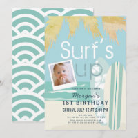 Surf's Up Boy Surfboards Beach Photo 1st Birthday