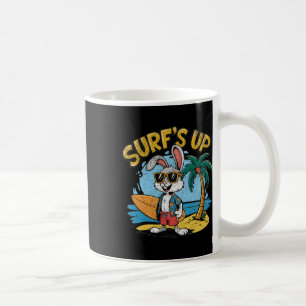 Surfs Up Bunny Rabbit Surfer Surf Board Summer Ret Coffee Mug