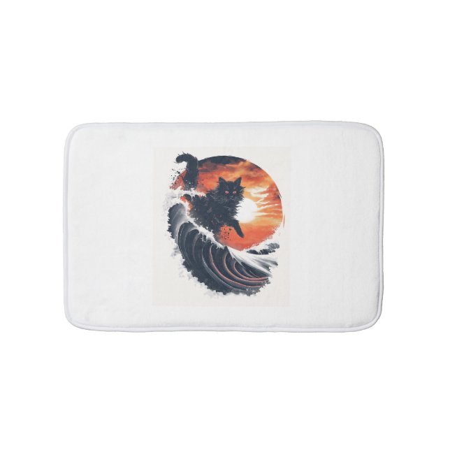Surf's Up Cat Bath Mat (Front)
