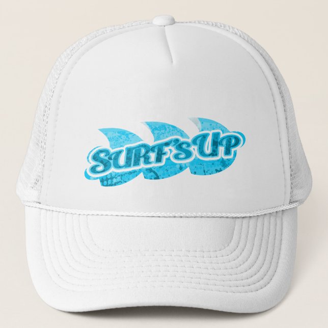 "Surf's Up" deep blue sea & white Trucker Hat (Front)