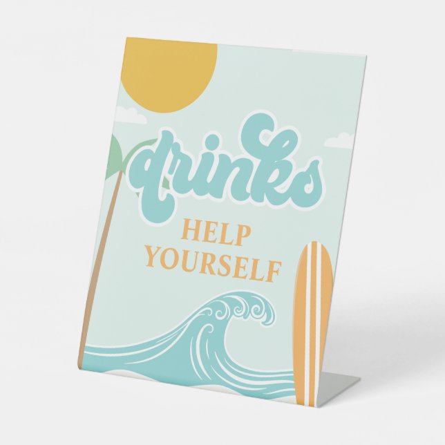 Surf's Up DRINK sign Beach Birthday Food (Front)