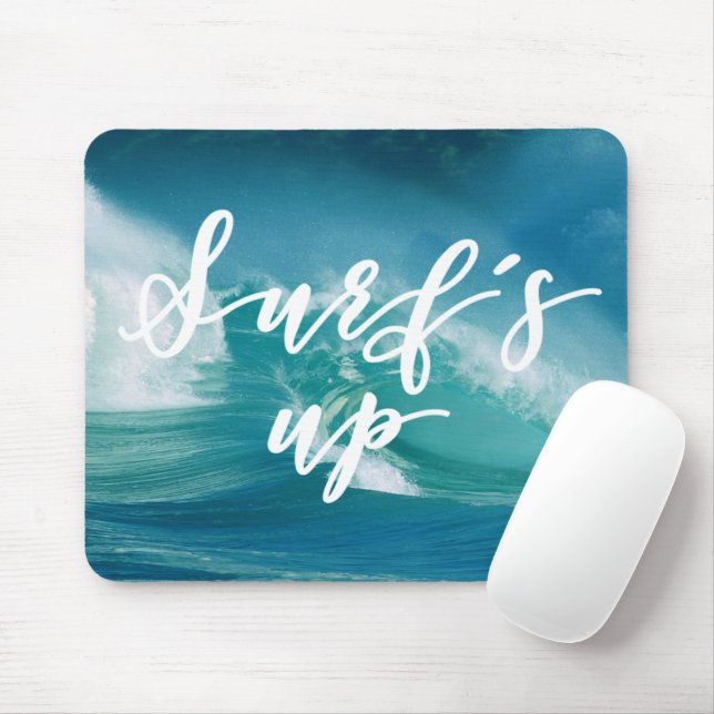 Surf's Up | Fun Typography & Quote Mouse Mat (With Mouse)