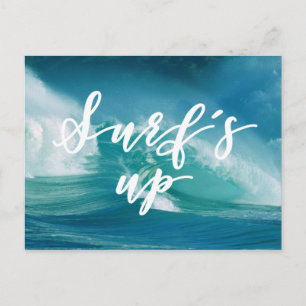 Surf's Up Fun Typography & Quote Postcard