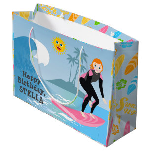 Surf's up Girly Birthday Party Large Gift Bag