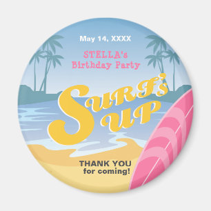 Surf's up Girly Birthday Party Magnet