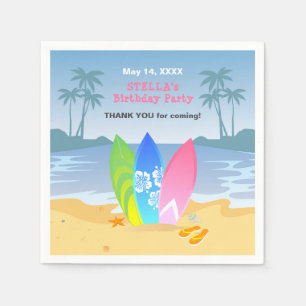 Surf's up Girly Birthday Party Napkin