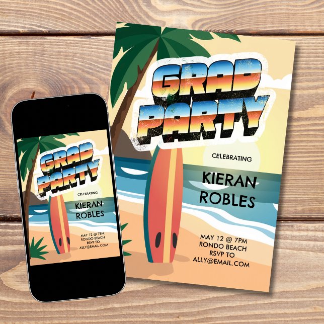 Surfs Up Grad Party Invitation (Creator Uploaded)