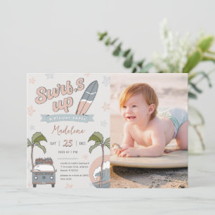 Surf's Up Ocean Birthday Photo Invitation Card