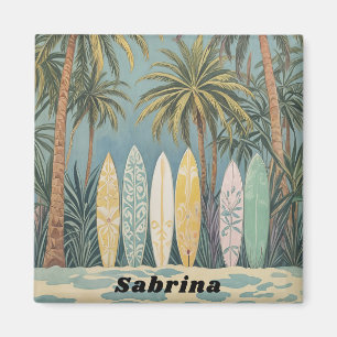 Surf's Up, Pastel Style Personalised Magnet
