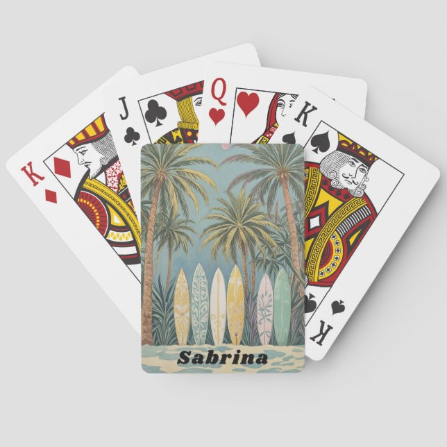 Surf's Up, Pastel Style Personalised Playing Cards (Back)