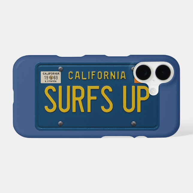 Surfs Up Retro 1969 California License Plate Phone (Back (Horizontal))
