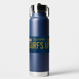 Surfs Up Retro 1969 California License Plate Surf Water Bottle