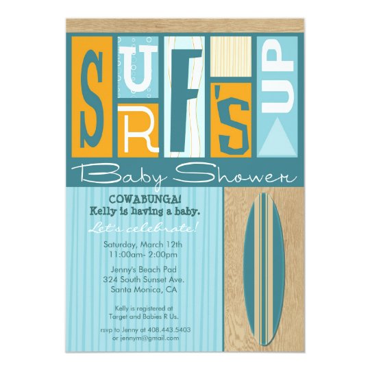 Surf's Up Retro Baby Shower Invitation