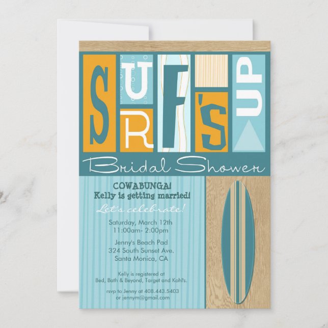 Surf's Up Retro Bridal Shower Invitation (Front)