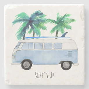 Surf's Up Retro Vintage Surfboards Stone Coaster