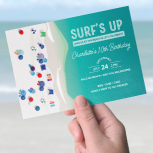 Surf's Up Summer Beach Party Birthday Invitation