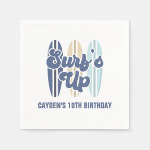 Surf's Up Surfboard Beach Birthday Napkin