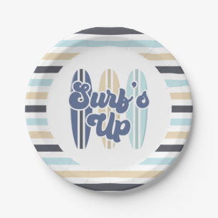 Surf's Up Surfboard Beach Birthday Paper Plates