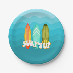 Surfs Up Surfboard Birthday Party Paper Plate