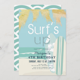Surf's Up Surfboards Beach Boy Birthday Invitation