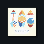 Surf's Up! Surfboards Canvas Print<br><div class="desc">Surf's Up! I by June Erica Vess. Features three surfboards with different, fun designs and "Surf's Up" phrase at the bottom of the image.</div>