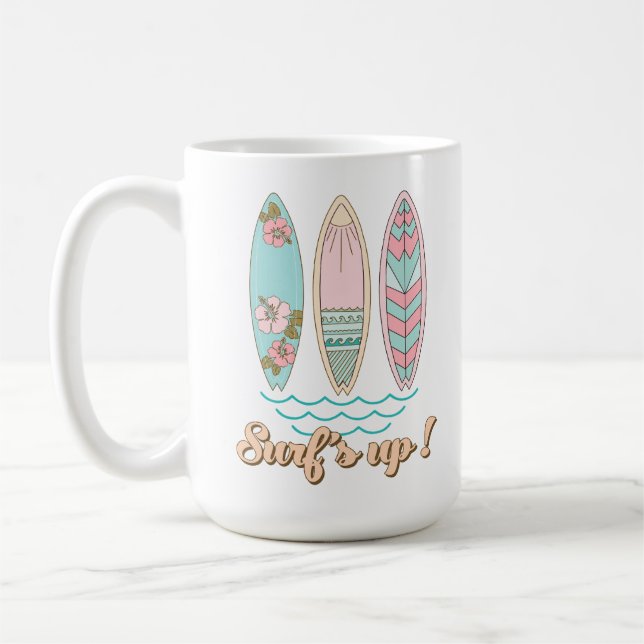 Surf's Up Surfboards Summer Beach Life Coffee Mug (Left)