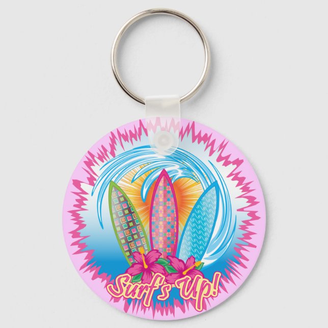Surf's Up - Surfer Girl Key Ring (Front)