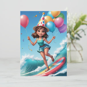 surfs up surfing beach birthday party invitations