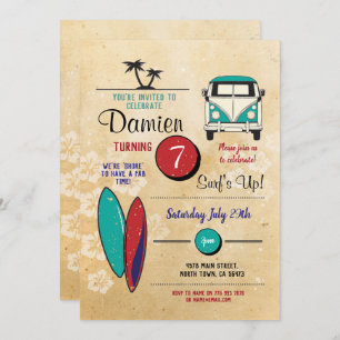 Surfs Up! Surfing Birthday Invite Beach Party Fun