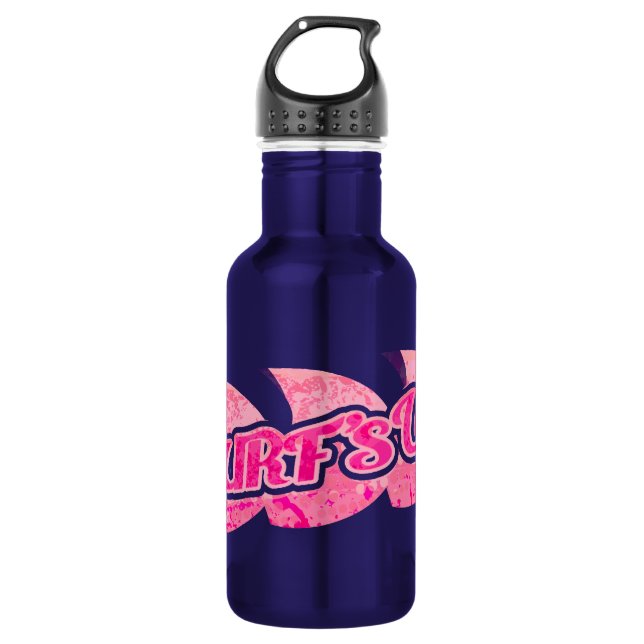 Surfs up text girls pink wave 532 ml water bottle (Front)