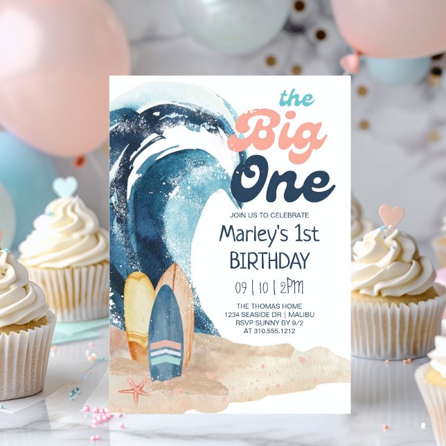 Surf's Up | The Big One Beach Baby 1st Birthday Invitation (Creator Uploaded)