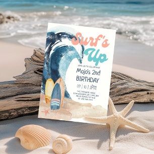 Surf's Up   Tropical Beach Kids Birthday Invitation