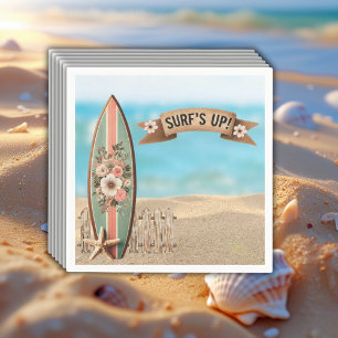 Surf's Up Vintage Floral Baby Shower Napkin
